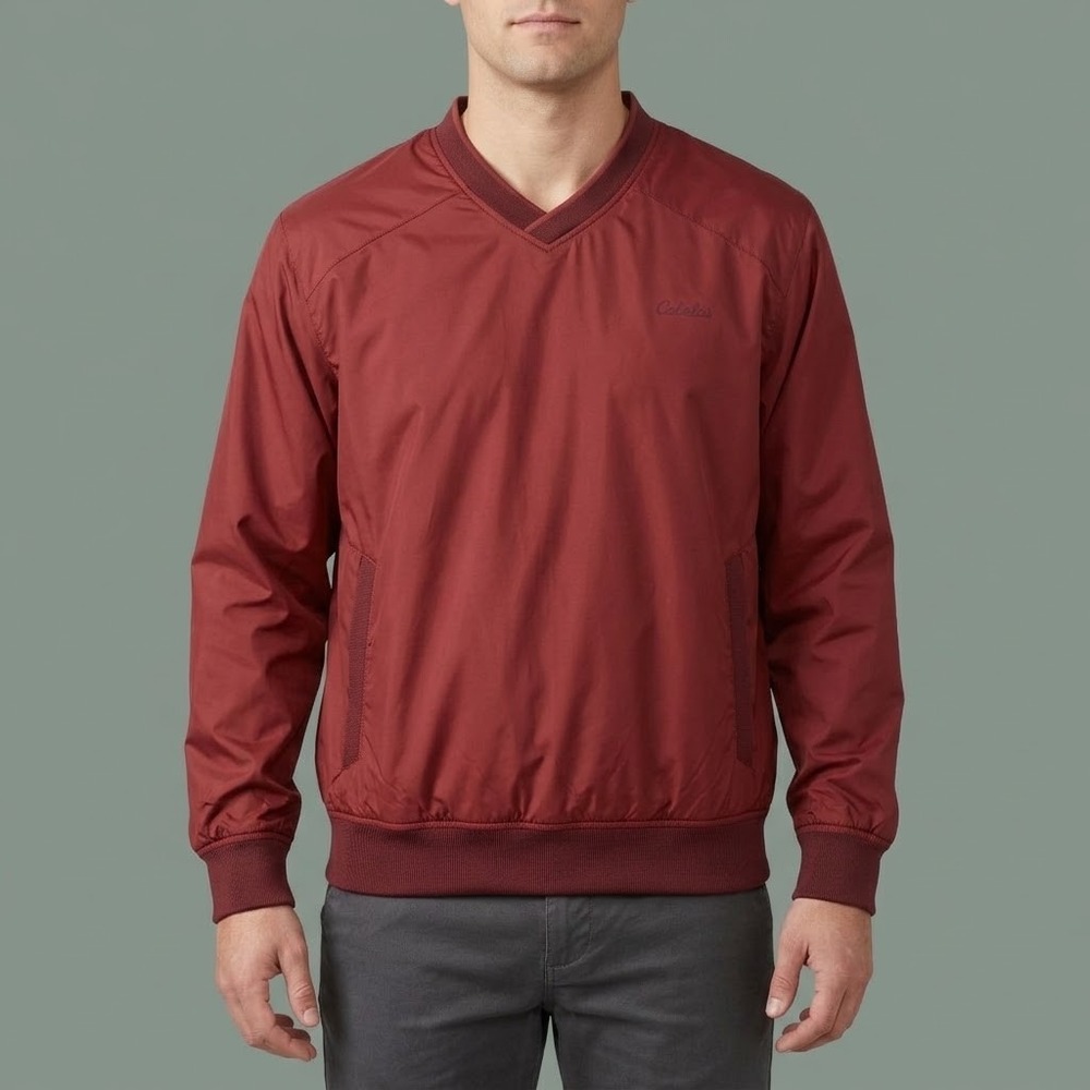 Cabelas‎ Red V-Neck Windbreaker Pullover Jacket Mens Medium EUC